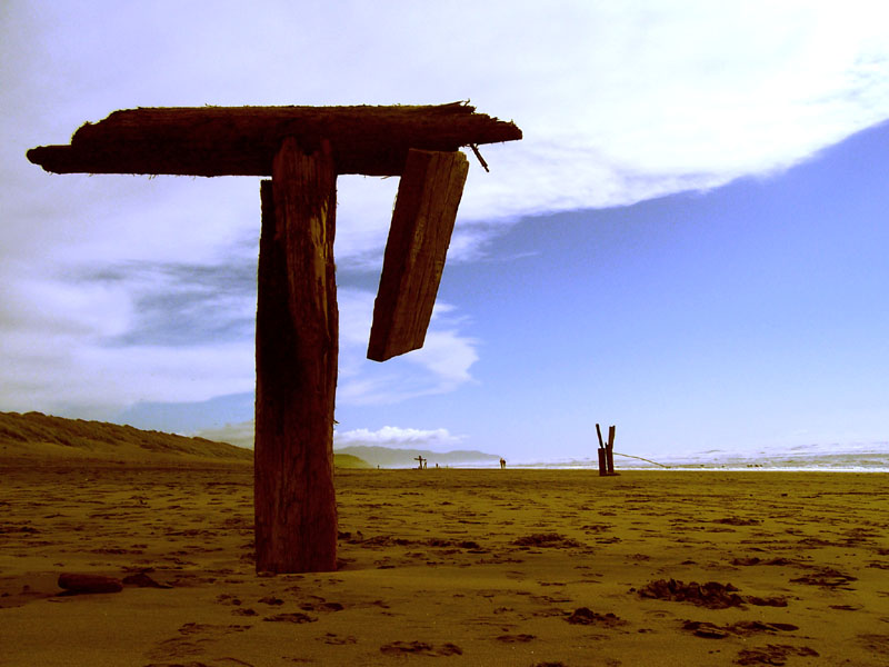 sculptures at the beach